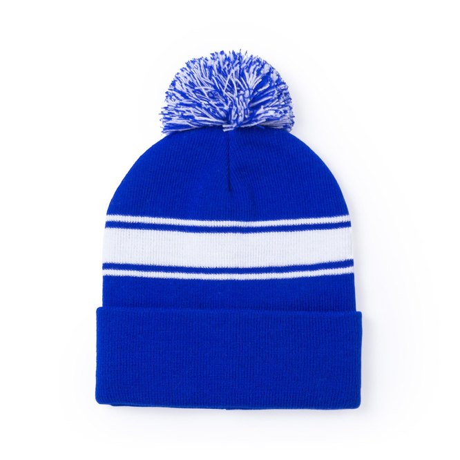 Gepersonaliseerde winter muts met pompon kleur koningsblauw