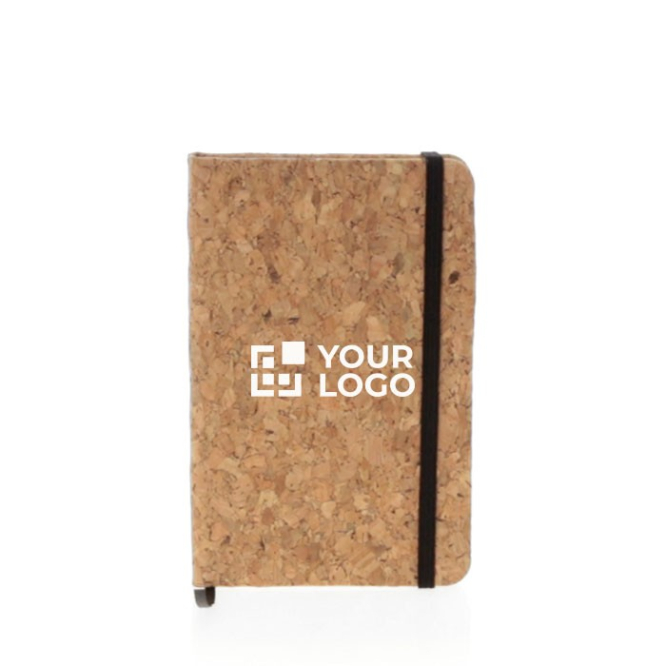 Merchandising memoblok met kurk kaft kleur bruin