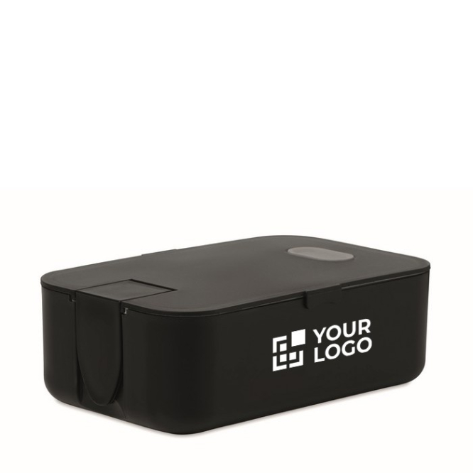 Lunchbox met ingebouwde telefoonstandaard kleur wit
