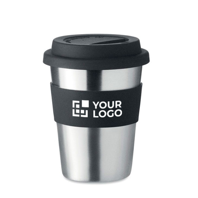 RVS drinkbeker (350ml) met siliconen details kleur zwart