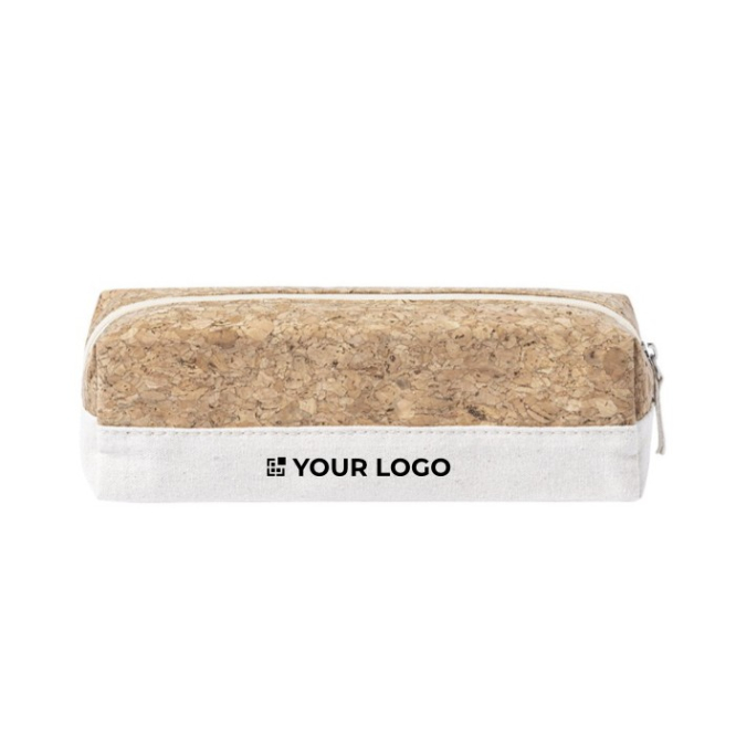 Eco etui met logo van natuurkurk en katoen