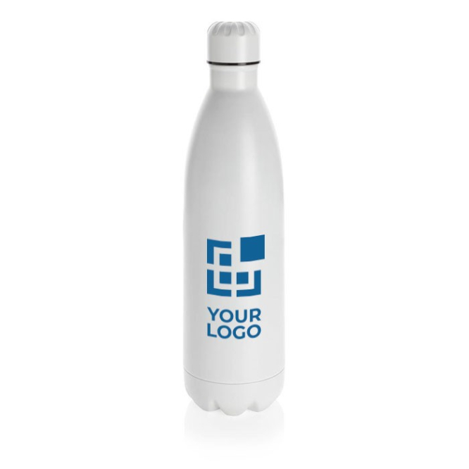 Effenkleurige RVS drinkfles met logo (1L)