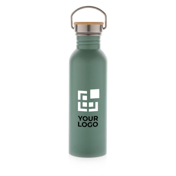 Enkelwandige RVS fles met logo (700ml) weergave met jouw bedrukking