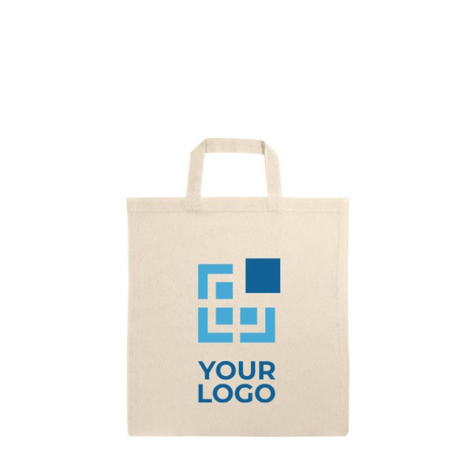 Katoenen tas met logo en korte hendels weergave met jouw bedrukking