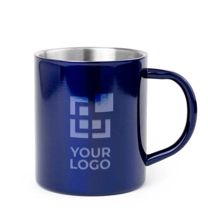 Metalen mok met logo kleur zilver
