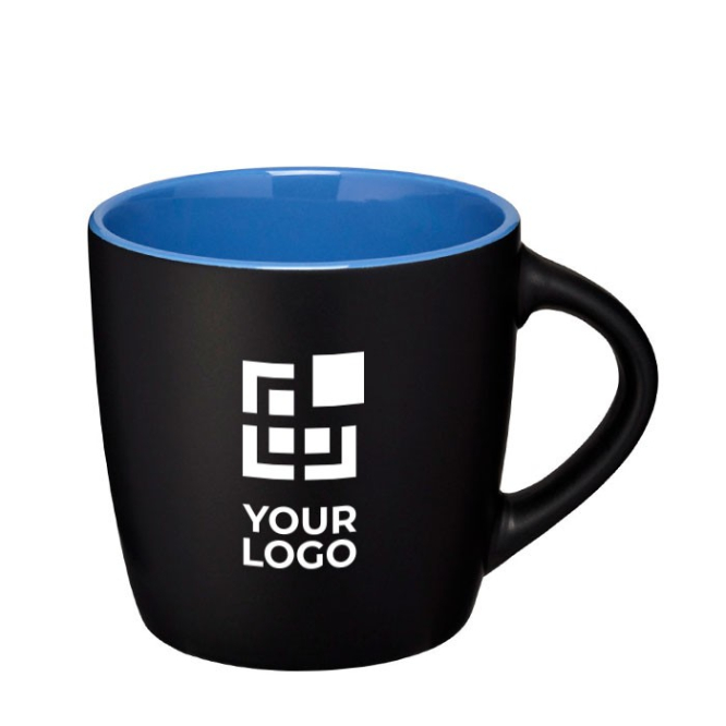 Tweekleurige mok bedrukken met laserlogo kleur blauw
