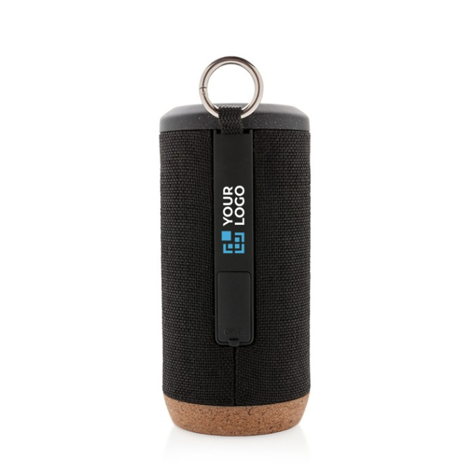 Duurzame watervaste speaker met logo kleur zwart