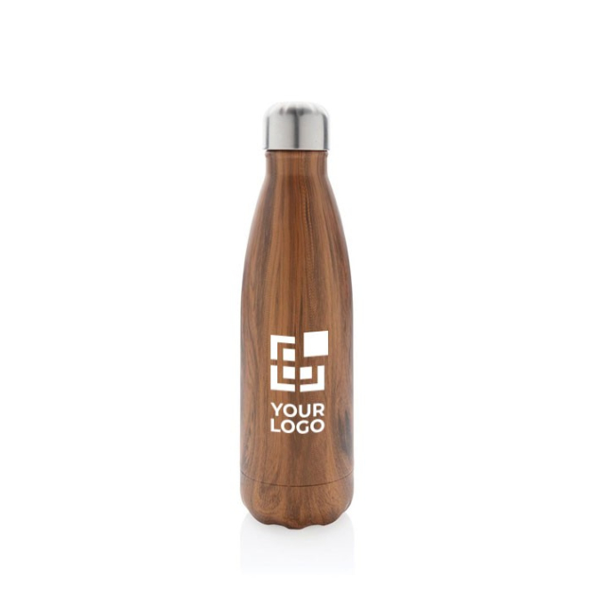 Gepersonaliseerde thermosfles met houtdesign