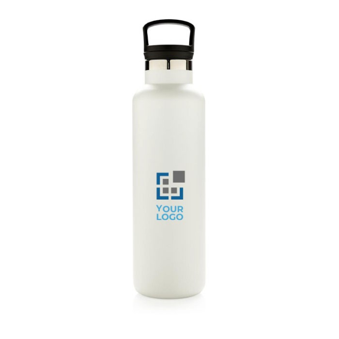 Dubbelwandige thermische fles met logo kleur zwart