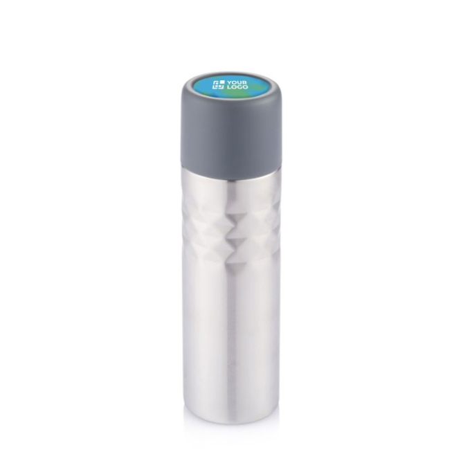 Dubbelwandige thermische fles met logo kleur grijs