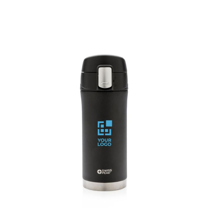 Zwarte thermische to go mok met logo