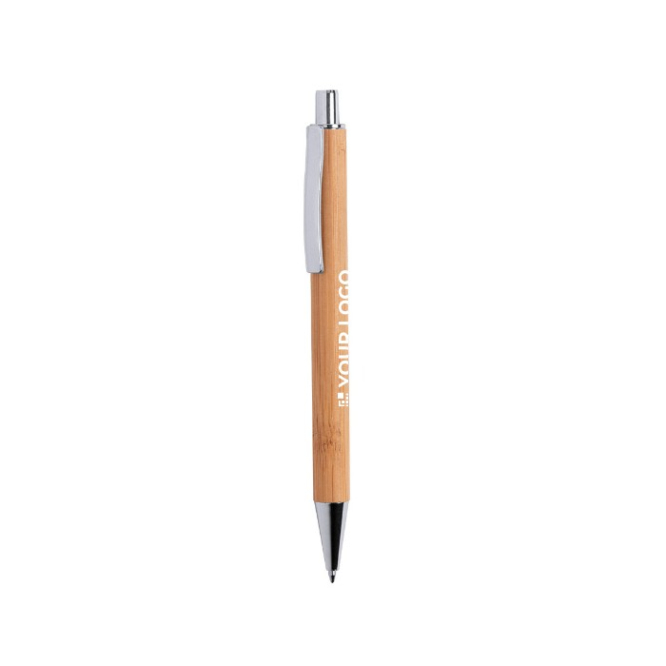 Bamboo balpen met logo (blauwe inkt)