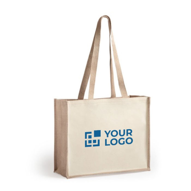 Eco Jute shopper bedrukken en katoen weergave met jouw bedrukking