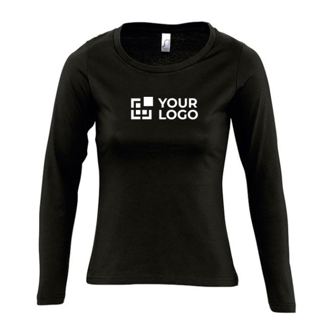 Damesshirt met lange mouwen, 150 g/m2 weergave met jouw bedrukking
