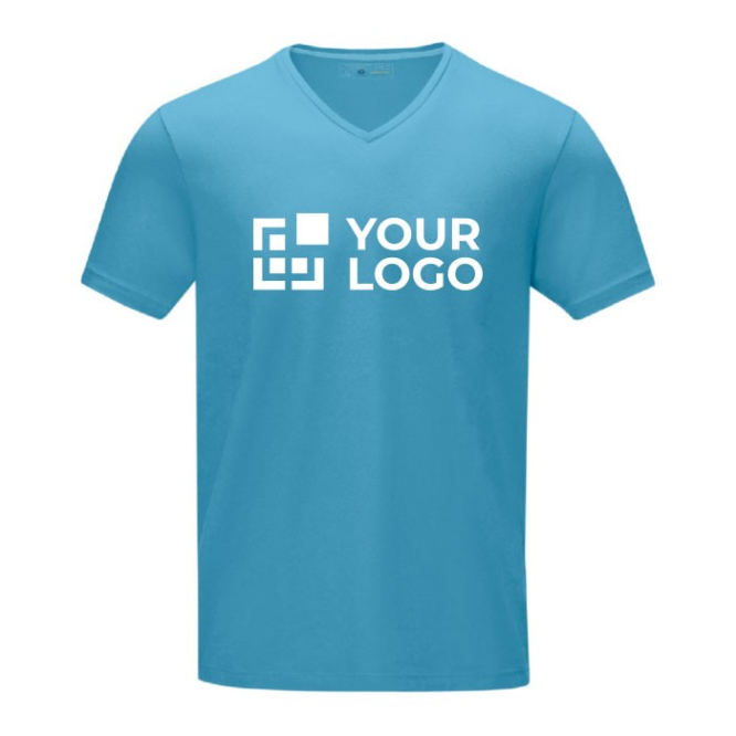 Bio katoenen T-shirts met logo en V-hals in de kleur titanium