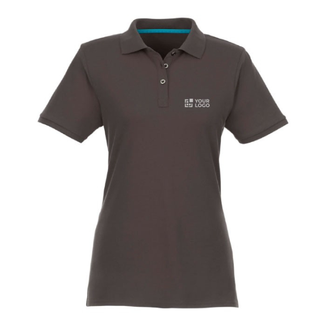 Duurzaam dames poloshirt met logo, 220 g/m2 weergave met jouw bedrukking