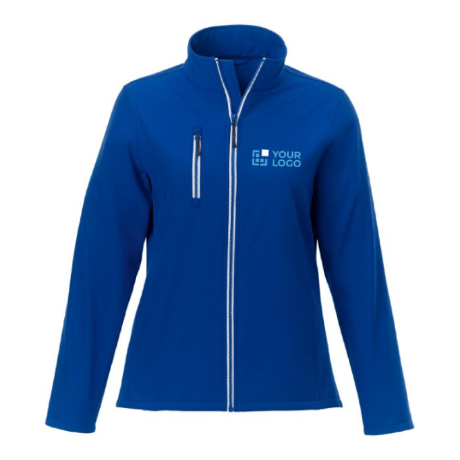 Polyester softshell damesjas met logo, 250 g/m2 weergave met jouw bedrukking