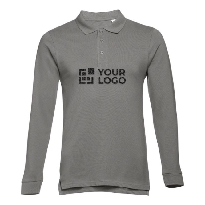 Reclame poloshirts met lange mouw, 210 g/m2 weergave met jouw bedrukking