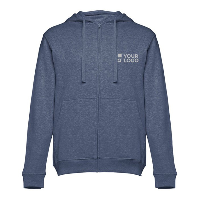 Gepersonaliseerde sweater met ritssluiting. weergave met jouw bedrukking