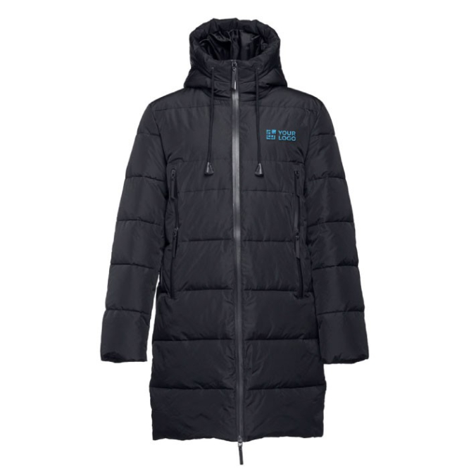 Polyester parka met logo in de kleur zwart