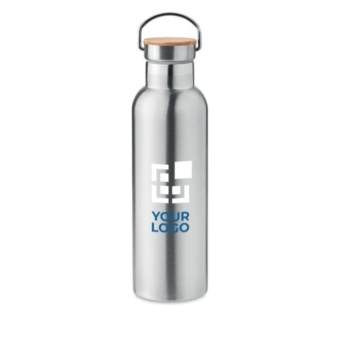 Thermische waterfles met logo en draagring weergave met jouw bedrukking
