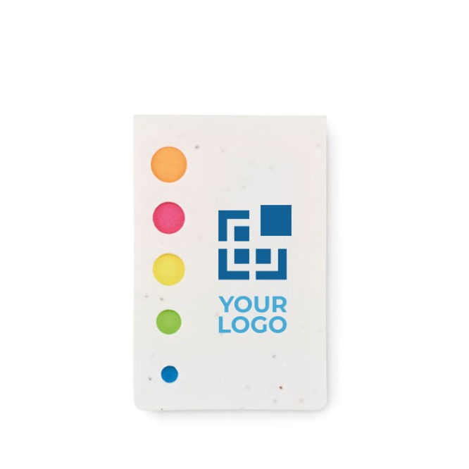 Memoblok met logo en zaadjes in kaft