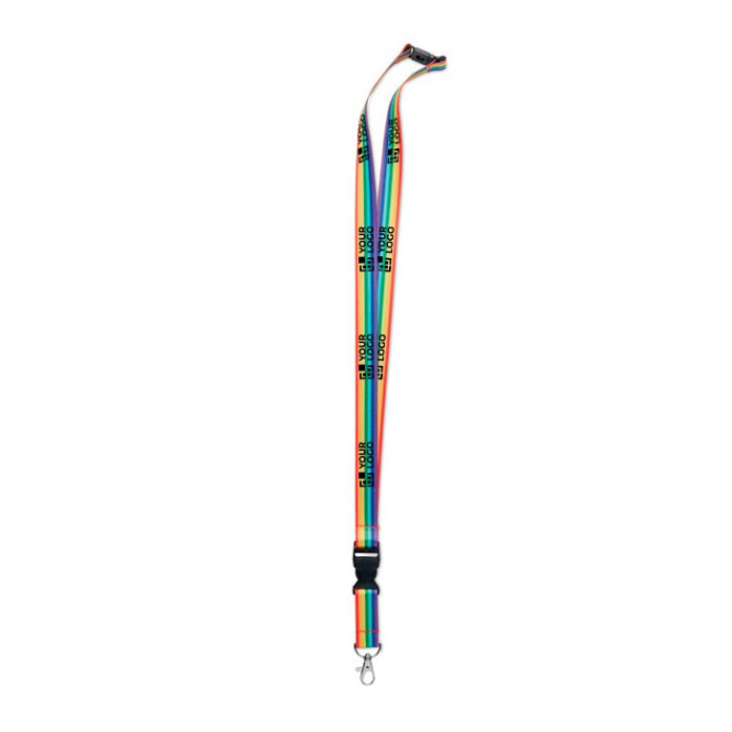Regenboog keycord met logo weergave met jouw bedrukking