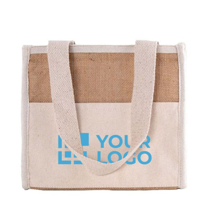Jute koeltas met klittenbandsluiting 