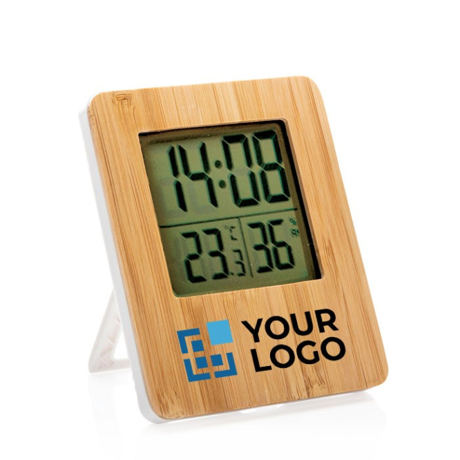 Bamboe weerstation met logo (3 functies)