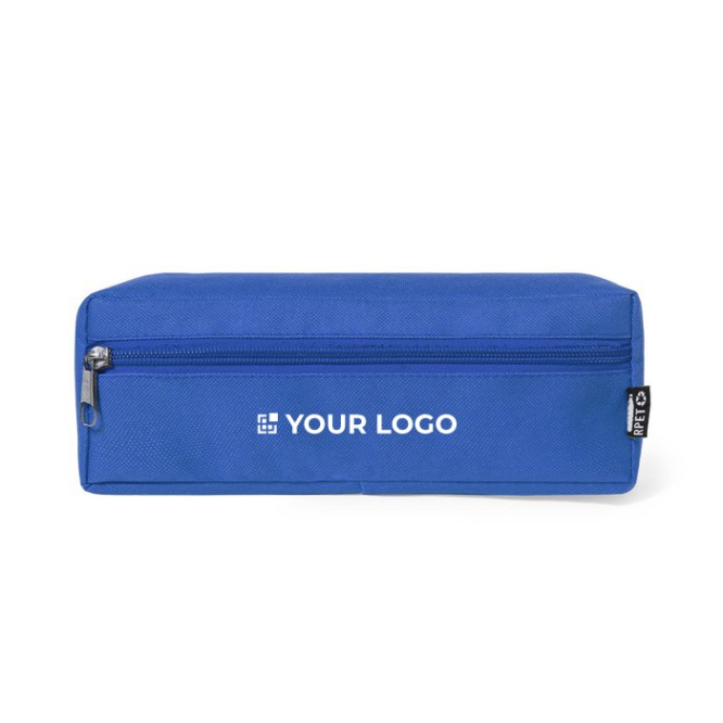 Bedrukte etui van gerecycled materiaal kleur blauw