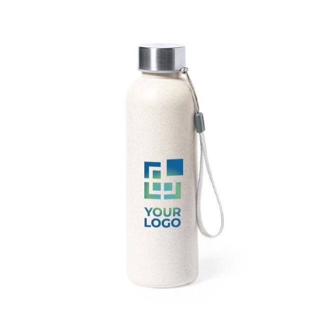 Waterfles met logo en geaderde afwerking weergave met jouw bedrukking