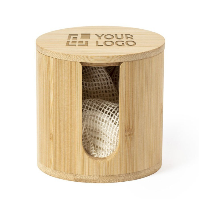 Bamboe dispenser voor wattenschijfjes