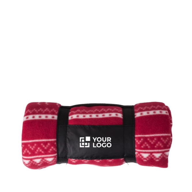 Fleece deken met rendierenprint kleur rood vijfde weergave