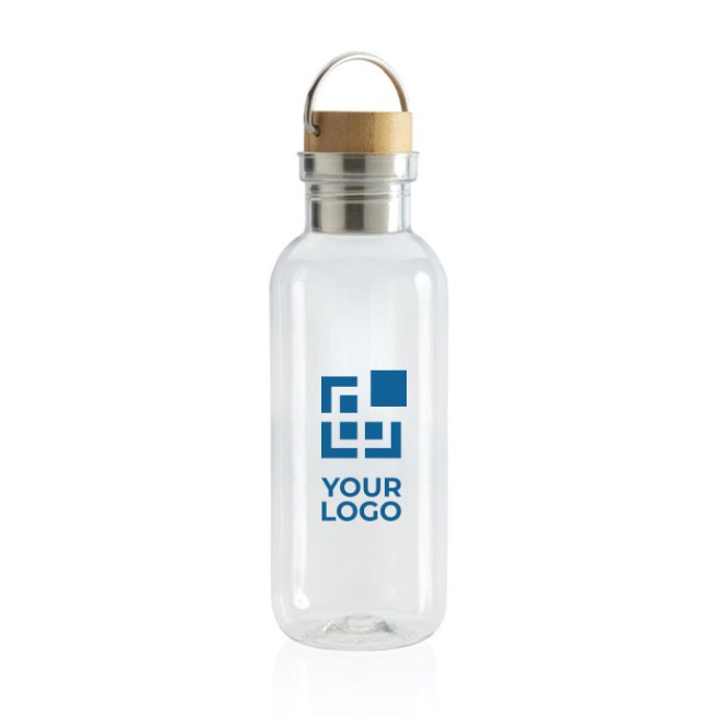Gerecycleerde Plastic Fles Bamboe dop weergave met jouw bedrukking