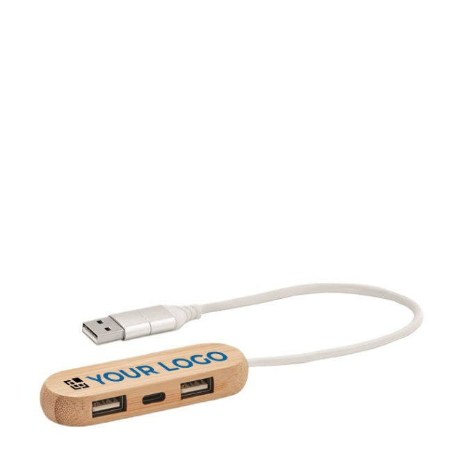 USB hub met 3 poorten in houten koffer