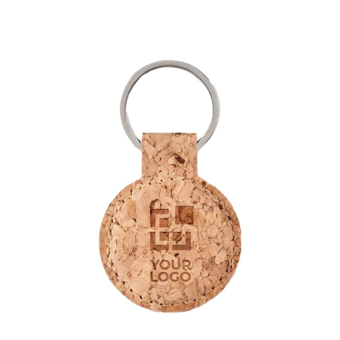 Ronde sleutelhanger van kurk