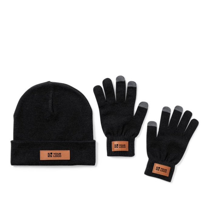 Set Vingermuts en handschoenenset weergave met jouw bedrukking