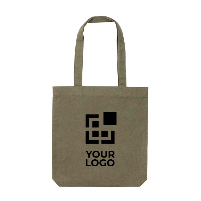 Gerecycled canvas tasjes met logo, 285 g/m2 ongeverfd