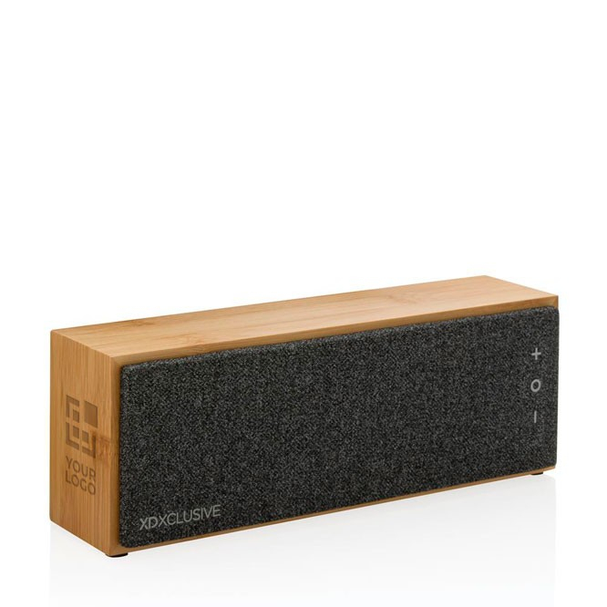 Rechthoekige bluetooth bamboe speaker met logo