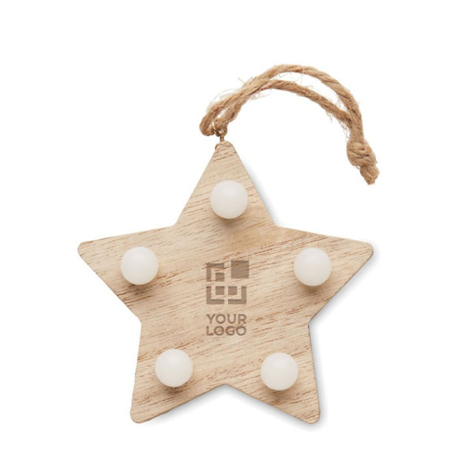 Kerst hangende houten ster met LED-verlichting