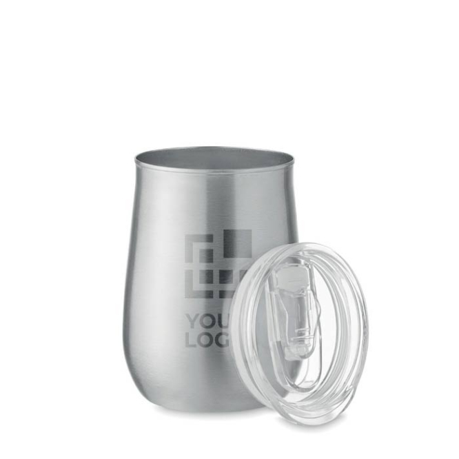 Beker bedrukken van gerecycled roestvrij staal met schuifdeksel 500 ml
