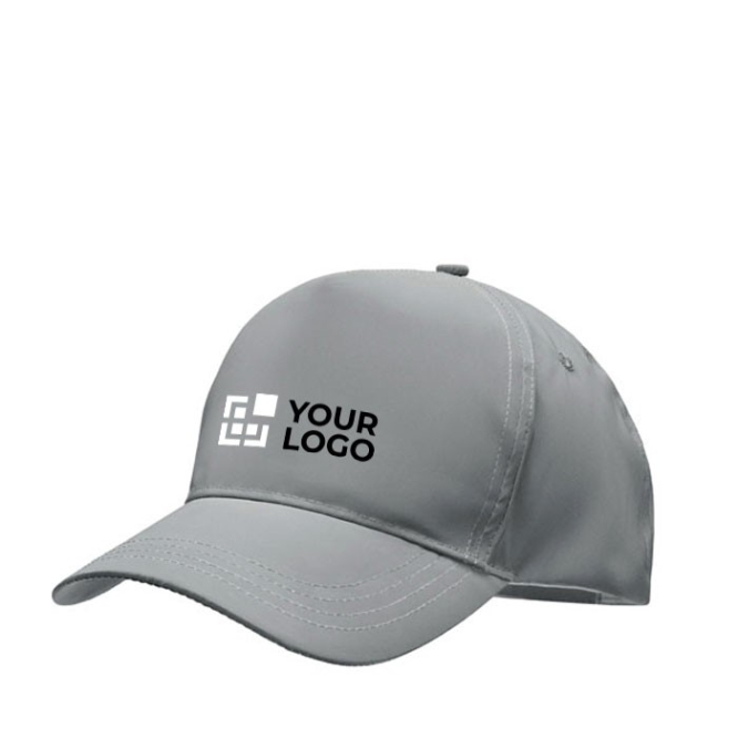 Reflecterende baseballpet met logo van 190T polyester, maat 7 1/4 weergave met bedrukking