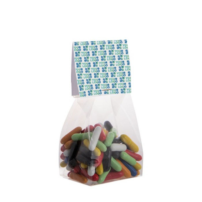 Zoethout snoepzakje met personaliseerbare kop 100g kleur doorzichtig hoofdweergave