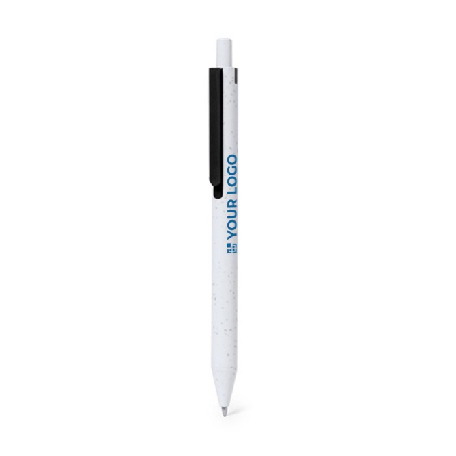 Balpen van gerecycled plastic, met drukknop en blauwe inkt