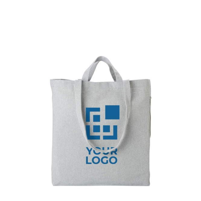 Tas van gerecycled katoen met rits en dubbel handvat