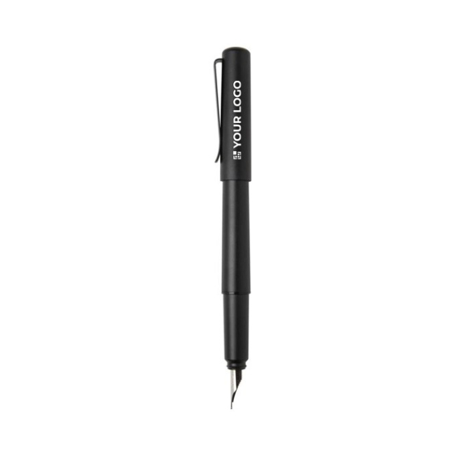 Gerecyclede aluminium pen met logo en zwarte inkt