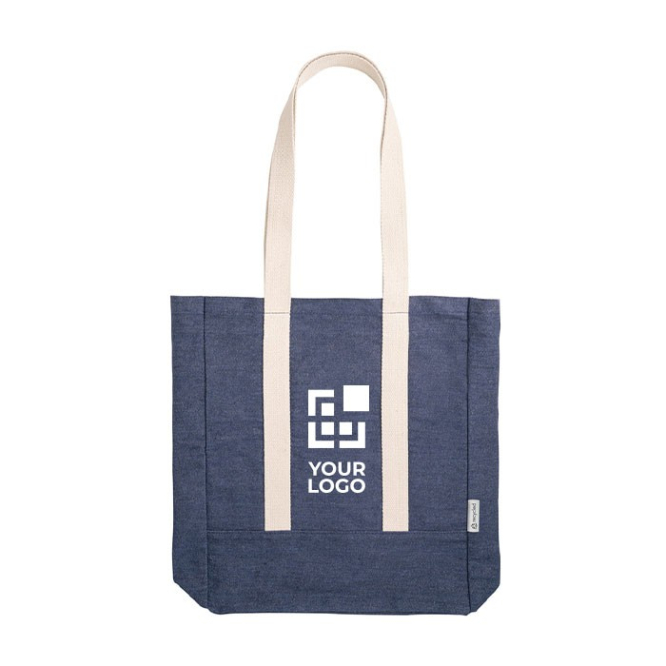 Denim tas met binnenzak en lange hengsels van 300 g/m²