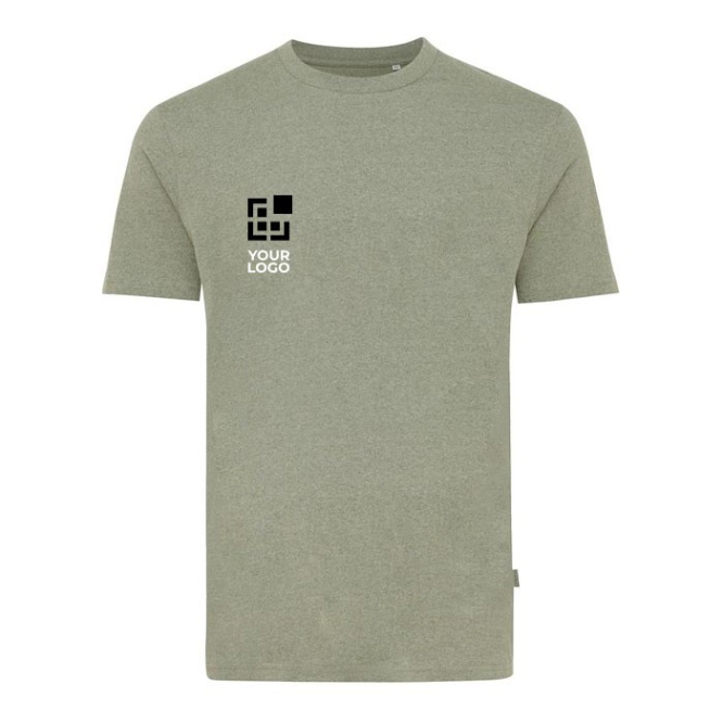 T-shirt van gerecycled en bio katoen 180 g/m2 Iqoniq Manuel kleur gemarmerd groen met afdrukgebied