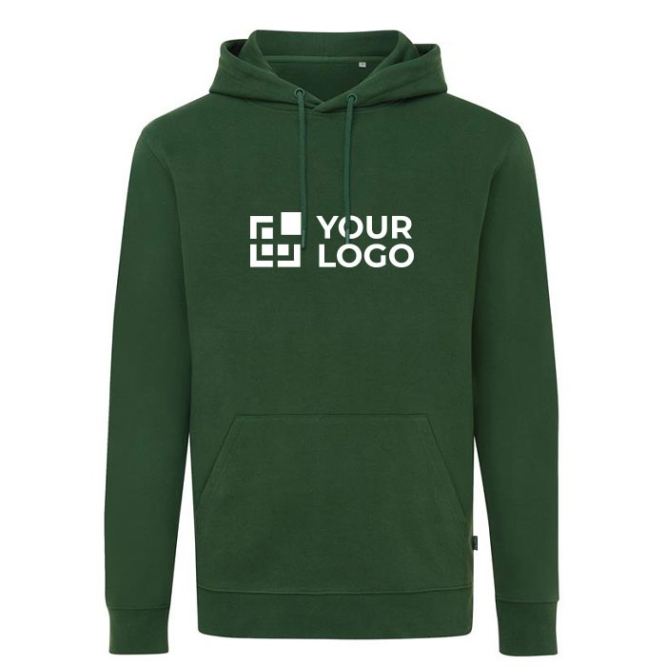 Sweater van gerecycled en bio katoen 340 g/m2 Iqoniq Jasper kleur donkergroen met afdrukgebied