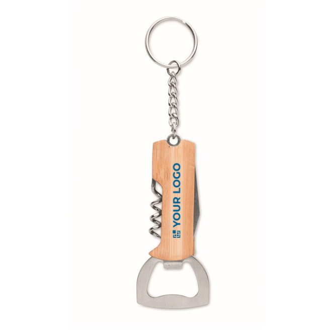 Sleutelhanger met multitools in bamboe etui